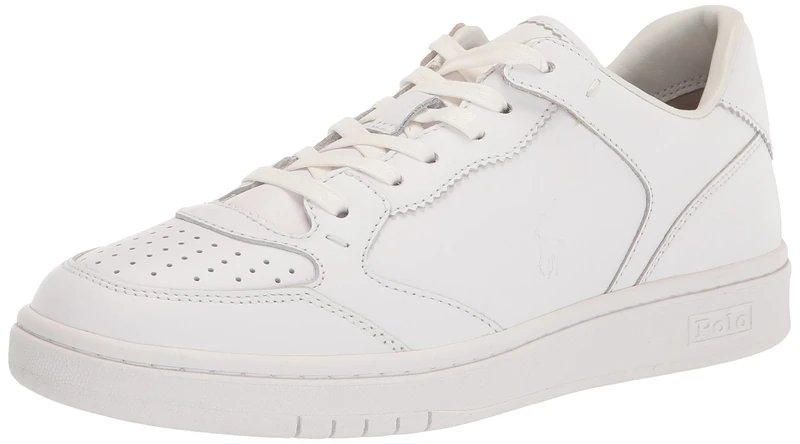POLO RALPH LAUREN Polo Court Lux Sneaker, White, 8 UK