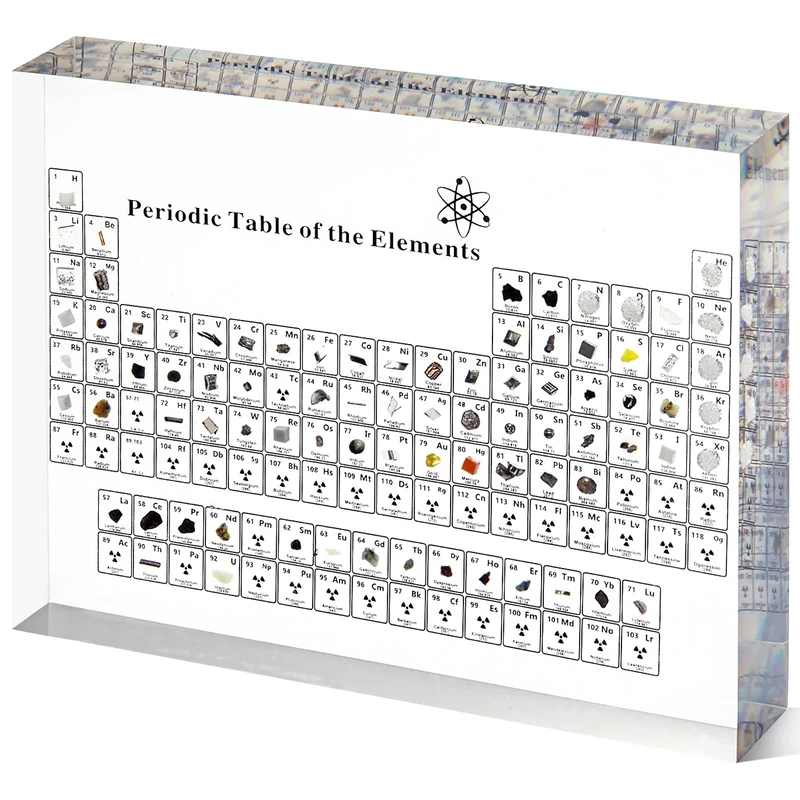 Mukarisk Acrylic Periodic Table Display with Real Elements Samples, 7.9 * 5 * 1 inch