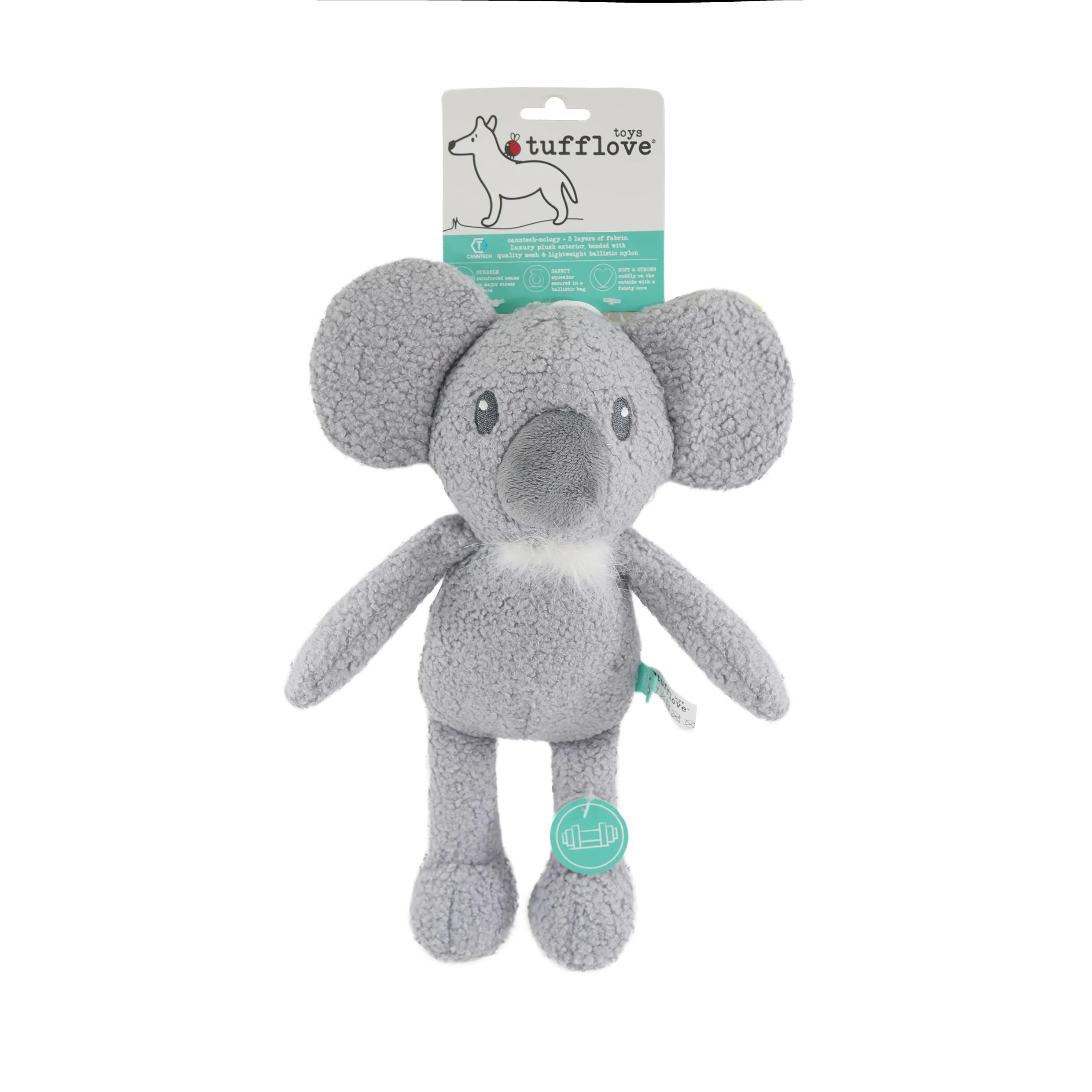 Rosewood Tufflove Koala Medium, Tough Dog Toy, For Medium to Large Dogs, Grey