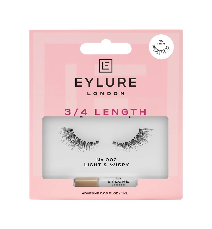 Eylure 3/4 Length No. 002 False Lashes - Reusable 3/4 Style with Glue
