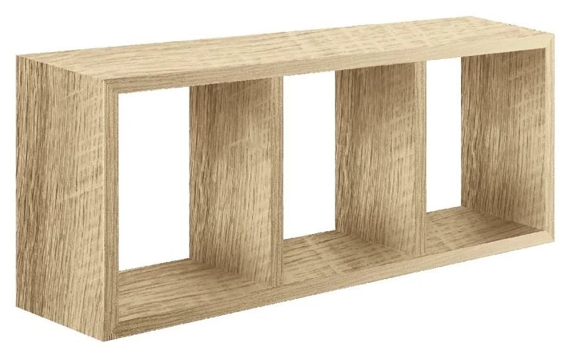 Homemania HOMSAN_019 Tristano Wall Decoration Shelf - Living Room, Bedroom, Office - MDF, Sagerau Oak - 70 x 30 x 15.5 cm