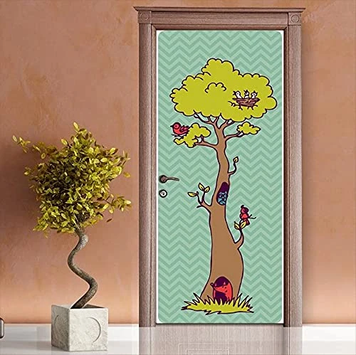 Homemania DP-105 Tree-Les Children's Living Room Bedroom Multi-Coloured Vinyl Sticker, 90 x 210 cm