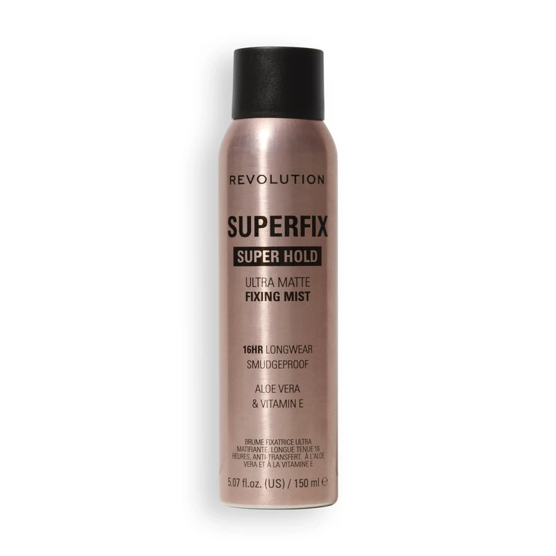 Makeup Revolution, Super Fix Misting Spray, Makeup Fixing Spray, Matte Finish, Long Lasting Hold, Contains Vitamin E, 150ml
