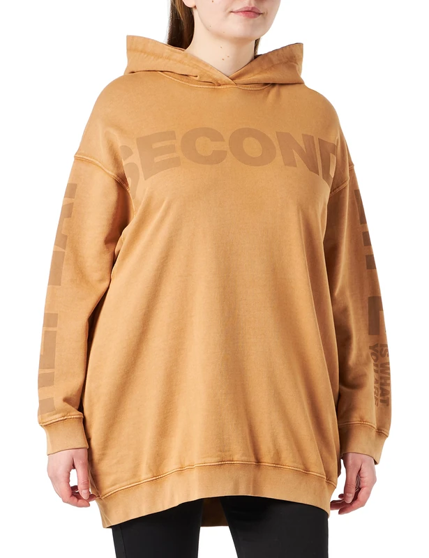 REPLAY Women's W3610 Hooded Sweatshirt, 344 Brown Sugar, M