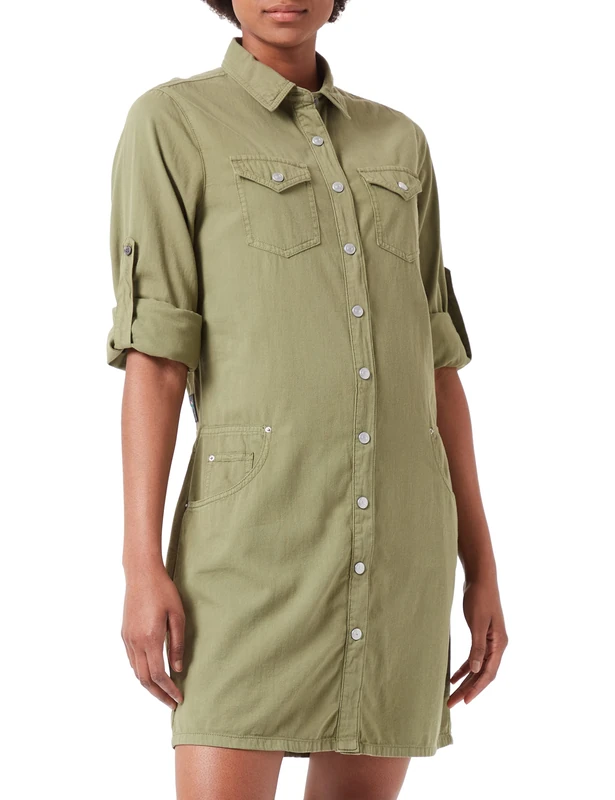 REPLAY Women's W9644 Dress, 962 Dark Green, L