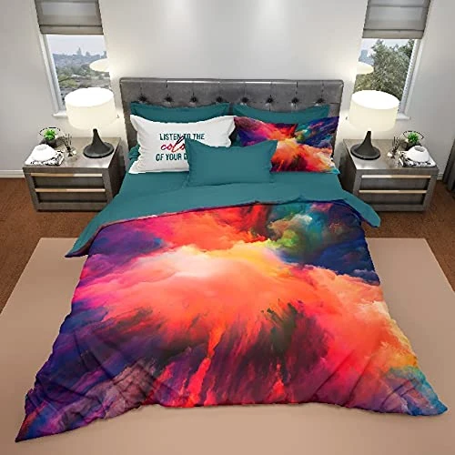 Homemania Dream Set, Abstract, Double, with Duvet Cover, Pillowcase for Bed, Multi-Colour, Cotton, 250 x 200 cm, Multicolored, Full