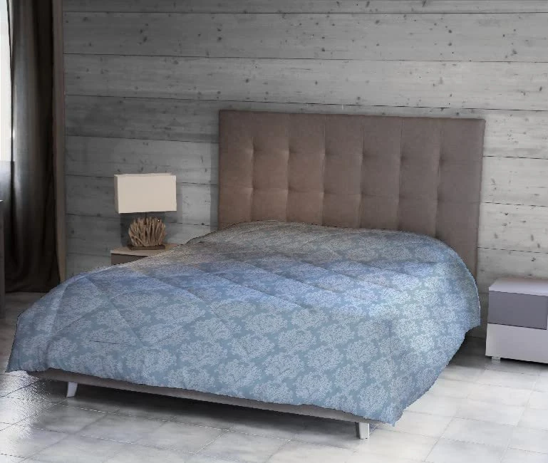 Homemania Damask Quilt-Natura, Single, Winter-for Bed-Light Microfibre-170 x 250 cm, Microfibre, Bright Blue