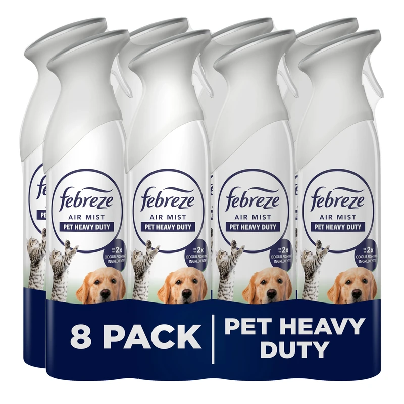 Febreze Air Freshener Spray, 185ML X 8 (1480ML), Pet Odour Eliminator Room Spray, Leaves A Fresh Scent