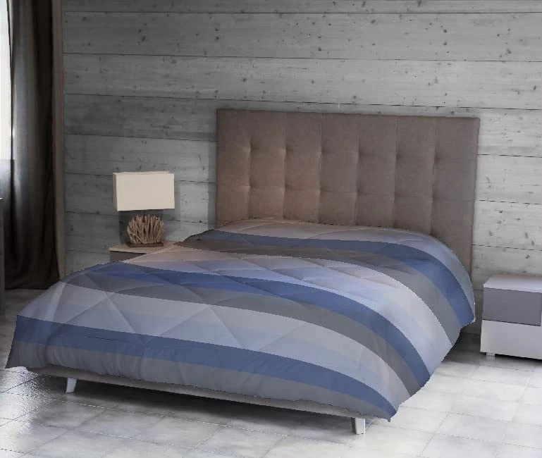 Homemania 14849 Robert Geometric Single Winter Bed Quilt, Light Blue, Grey Microfibre, 170 x 250 cm