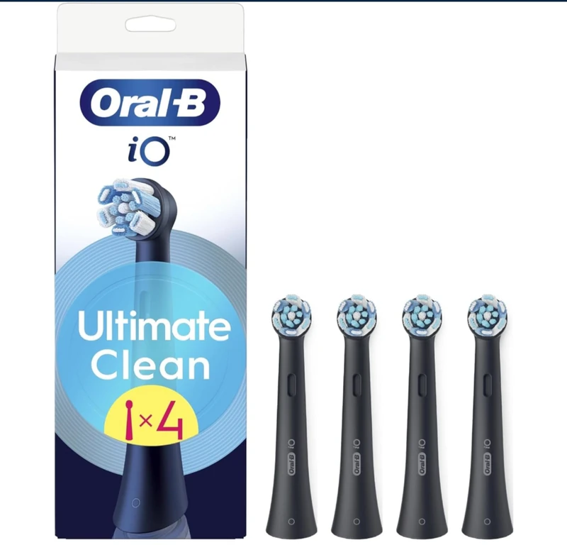 Oral-B iO Ultimate Clean Original Replacement Heads, Black, Pack of 4