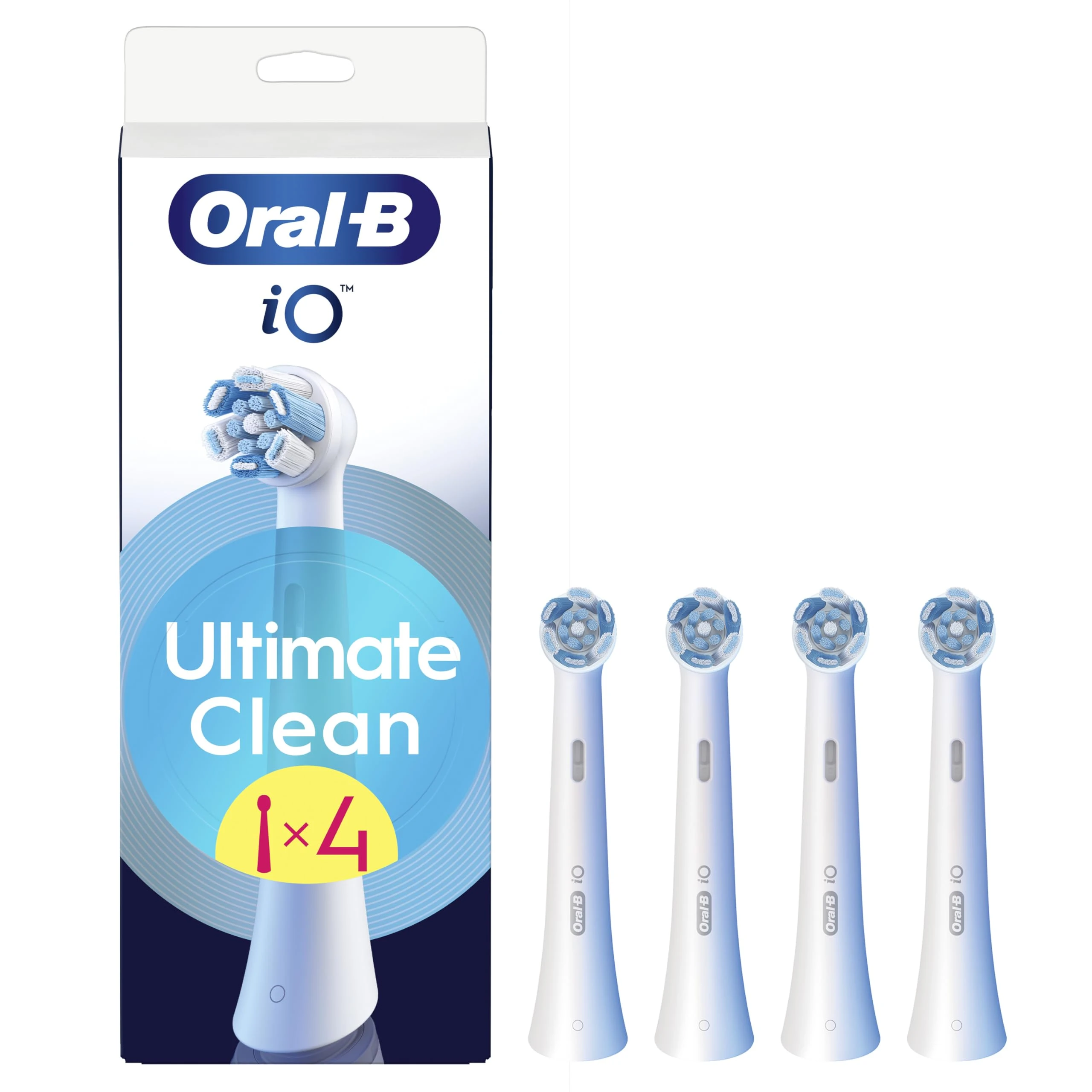 Oral-B iO Series Ultimate Clean, Original Replacement Round Brush Heads, with Crisscross Bristles for Advanced Deep Cleaning and Plaque Removal, Designed for Oral-B iO Electric Toothbrushes, 4