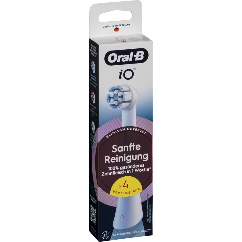 Oral-B iO Gentle Cleansing Original Replacement Toothbrush Heads Suitable for Sensitive Gums - White (Pack of 4)