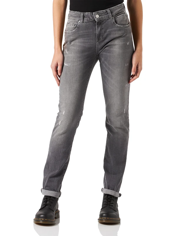 REPLAY Women's Faaby Broken Edge Jeans, 096 Medium Grey, 31W / 30L