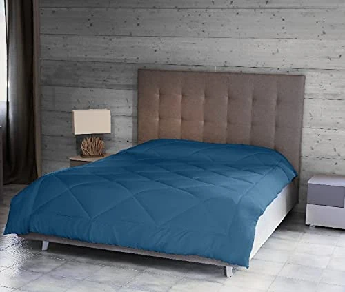 Homemania 14740 Two-Tone Solid Colour Duvet, Double, Winter-for Bed-Blue, Azure Microfibre, 250 x 200 cm - Image 1
