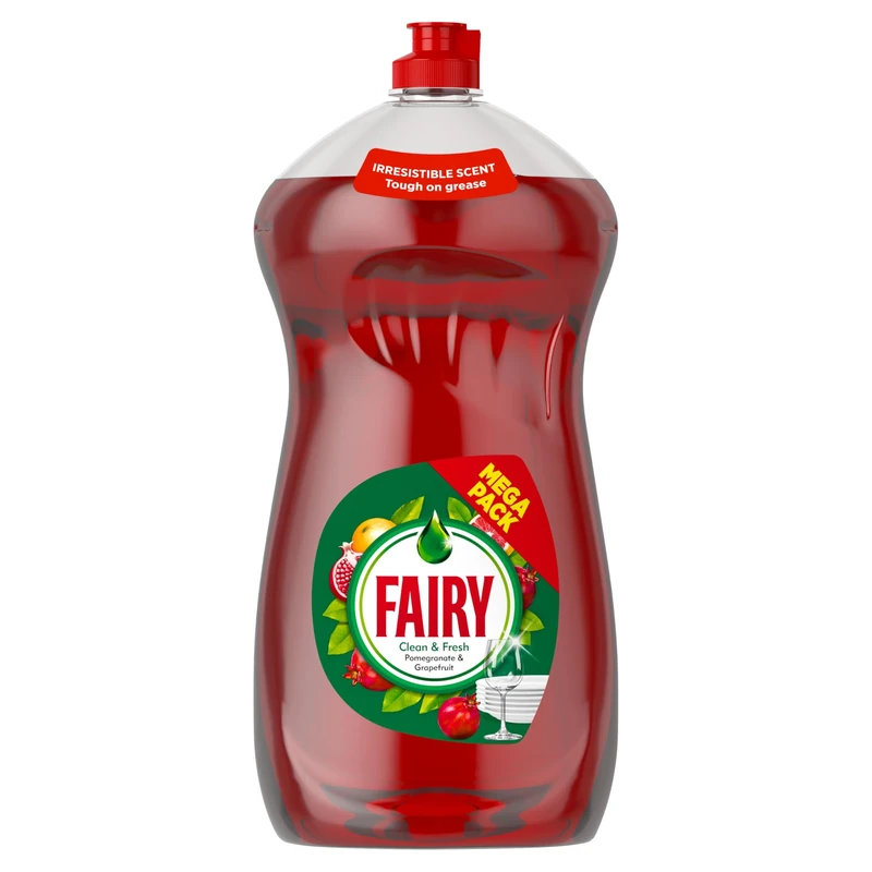 Fairy Clean and Fresh Washing Up Liquid Pomegranate and Grapefruit 1450ML, With Rich Formula For Sparkling Clean Dishes, Powerful Grease Cutting and Fantastic Fruity And Floral Scent