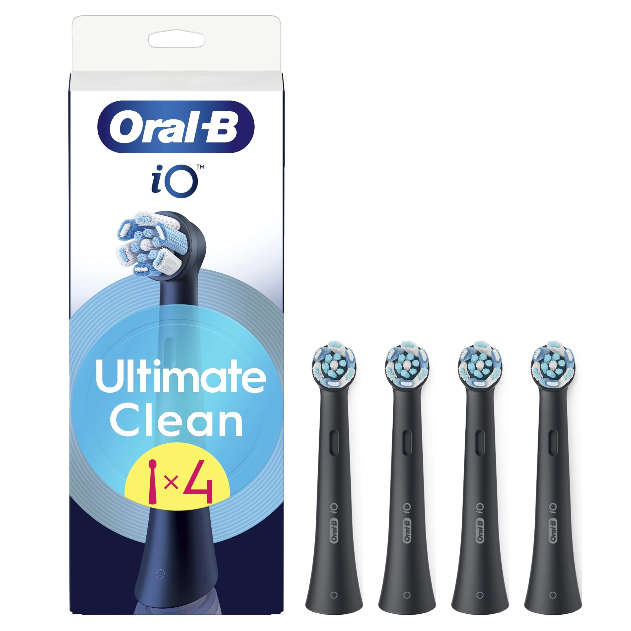 Oral-B iO Series Ultimate Clean Black, Original Replacement Round Brush Heads, Crisscross Bristles for Advanced Deep Cleaning and Plaque Removal, Designed for Oral-B iO Electric Toothbrushes, 4