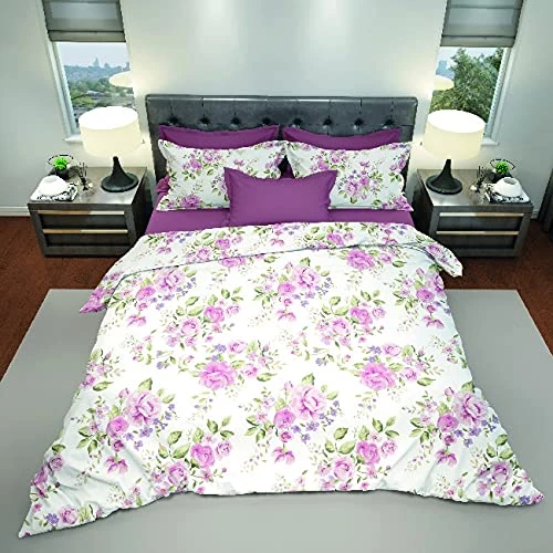 Homemania Pink Bedding – Double – with Fitted, Sheet and Pillowcase – Multi-Coloured Cotton, 240 x 290 cm, Multicolored - Image 1