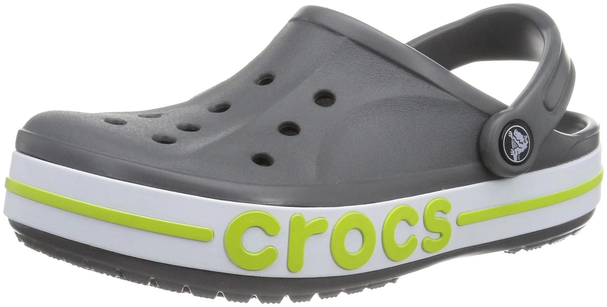 Crocs Bayaband Clogs, Unisex Clogs, Lightweight and Secure Fit Slate Grey/Lime Punch Size 5 UK Men/ 6 UK Women