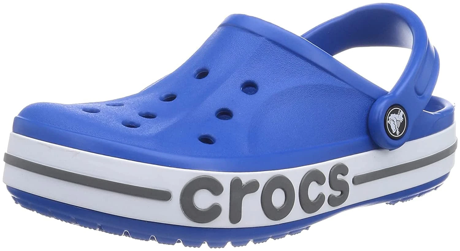 Crocs Bayaband Clogs, Unisex Clogs, Lightweight and Secure Fit Bright Cobalt/Slate Grey Size 7 UK Men/ 8 UK Women
