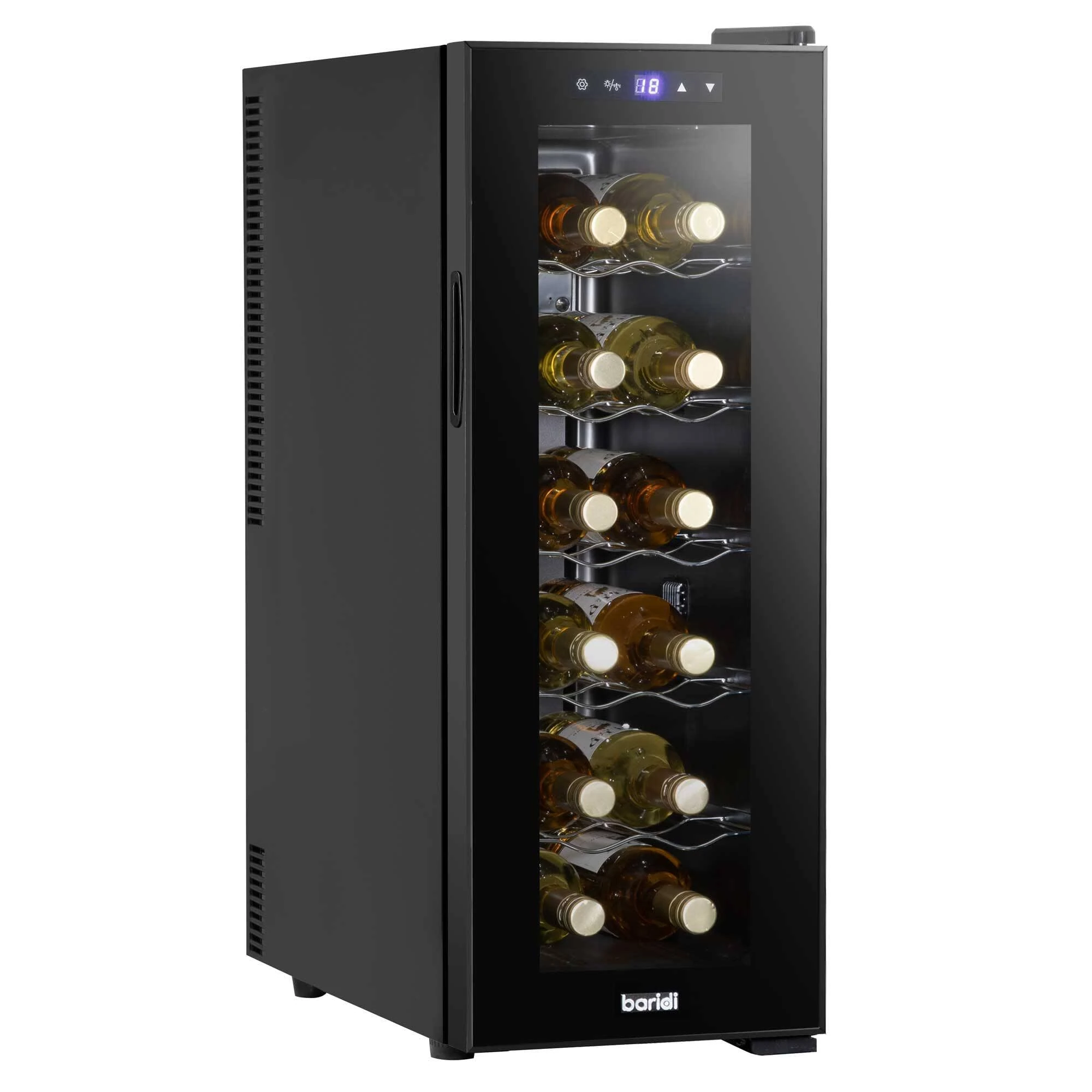 Dellonda Baridi Black 12 Bottle Wine Fridge Cooler, Super Quiet 25dB, Touch Control, LED - DH73