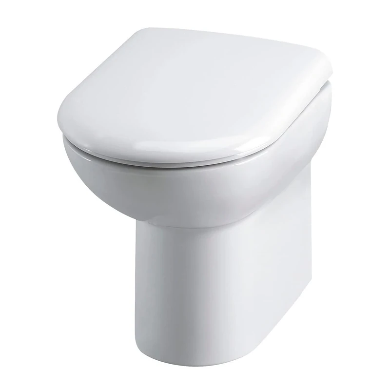 Hudson Reed CBW002 Modern Bathroom Comfort Height Back to Wall Toilet Pan and Soft Close Seat, 455mm x 375mm x 545mm, White