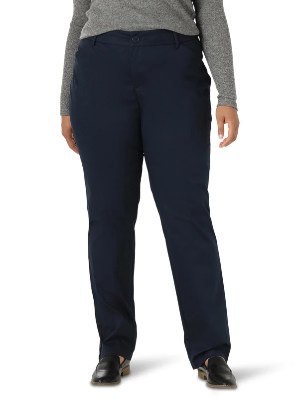 Lee Women's Size Wrinkle Free Relaxed Fit Straight Leg Pant, Imperial Blue, 24 Plus Medium - Image 1