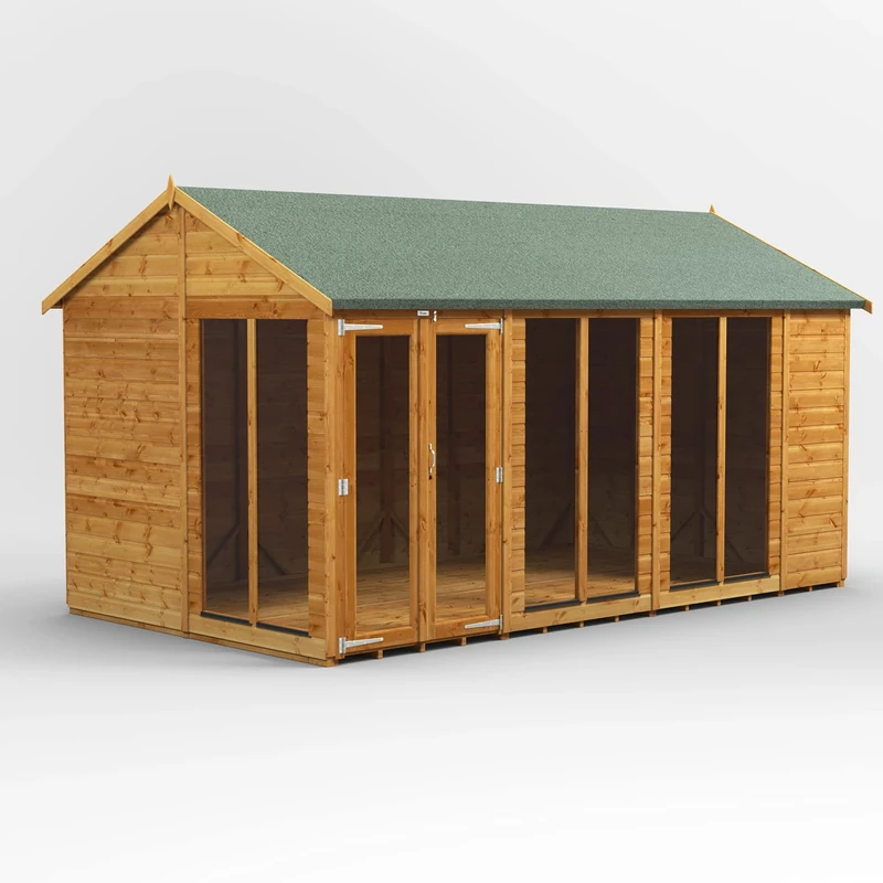 Powersheds High Grade Premium Apex Summer House Wooden Shed with Security Features, PVC Window Sills, Door & Window Flexibility, made from Extra Thick Timber