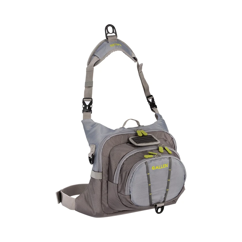 Allen Company Boulder Creek Fishing Chest Pack, Fits up to 6 Tackle/Fly Boxes, 550 CU in / 9 L, Gray/Lime, 63536345