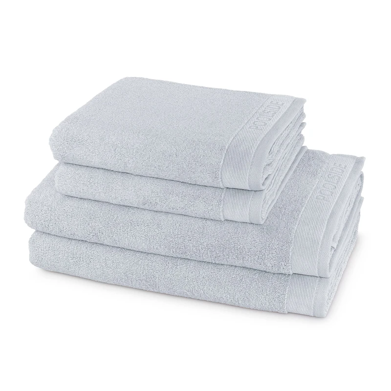 Möve Poolside Towel Set, 2 hand towels 50 x 100 cm & 2 bath towels 80 x 150 cm, Made in Germany, 100% cotton, silver