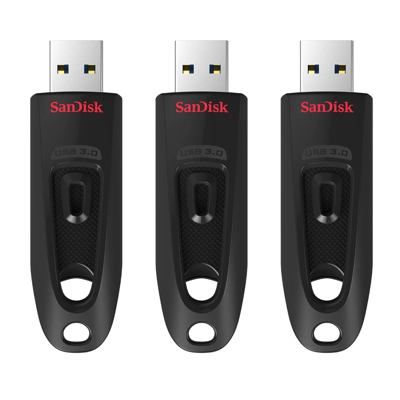 SanDisk Ultra 64GB USB 3.0 Flash Drive - 130MB/s Read, Pack of 3