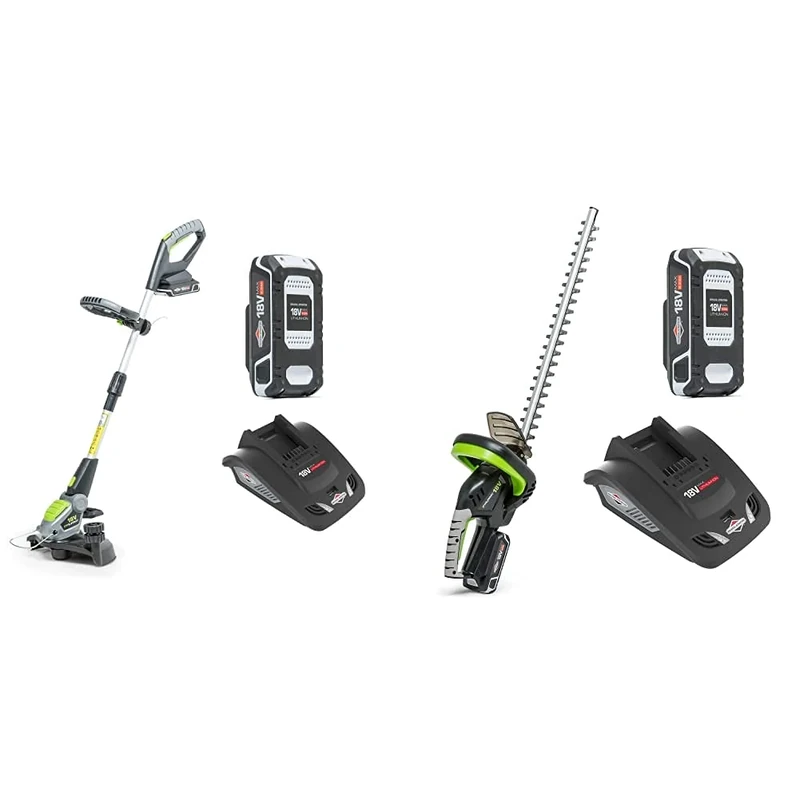 Murray 1697120 18V Lithium-Ion Grass Trimmer Kit IQ18GTK, 30cm Cutting Width & 1697118 18V Lithium-Ion Hedge Trimmer Kit IQ18HTK