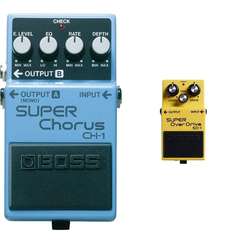 BOSS Ch-1 Stereo Super Chorus & SD-1 SUPER OverDrive Effects Pedal for Guitar and Bass – Mild to Moderate Tube-like Overdrive Characteristics Ideal for Clean and Driven amps. BOSS.,Yellow