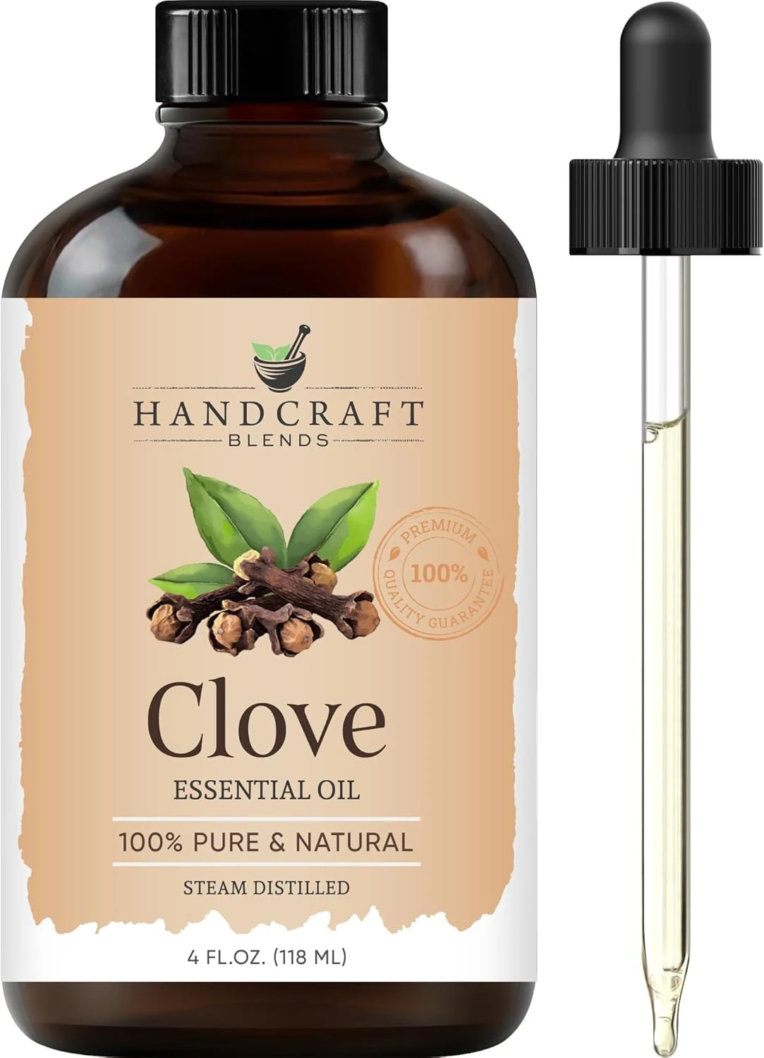 Handcraft Blends Clove Essential Oil - Huge 118 ml - 100% Pure and Natural - Premium Grade with Glass Dropper