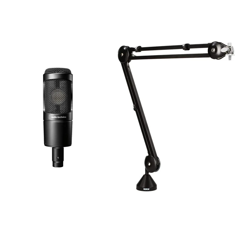 Audio-Technica 20 Series AT2035 Cardioid Condenser Side Address Microphone & RØDE PSA1 Swivel Mount Studio Microphone Boom Arm