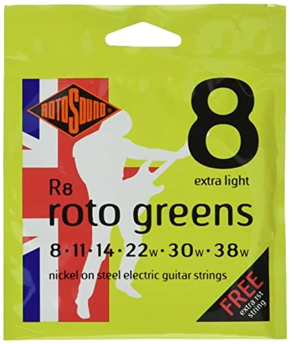 ROTOSOUND Lotsound 3 Pack Electric Guitar Strings, Nickel Free on Steel/Extra Light (.008-038) R8