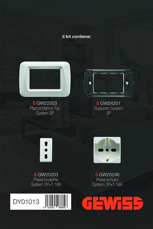 Gewiss DY01013 Kit 5 Points Sockets UNEL BIV COMPLET
