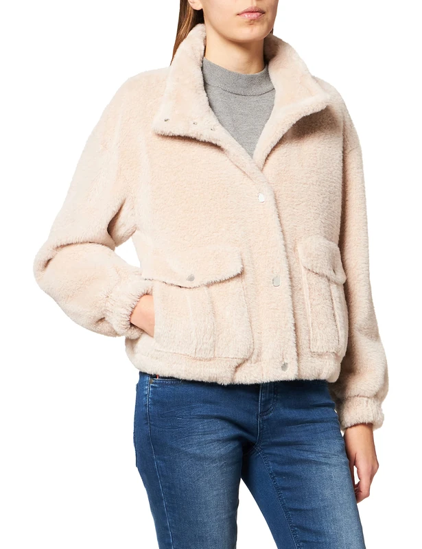 Comma CI Women's Jacke Langarm Jacket, 8105 Beige, 44