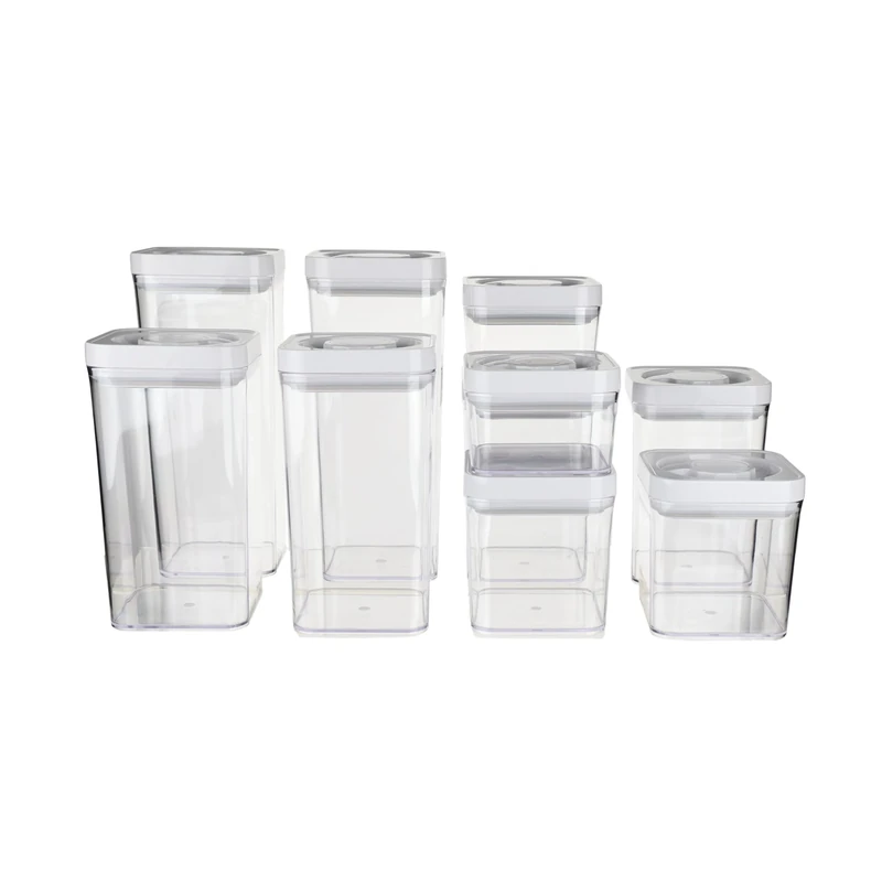 Amazon Basics 10-Container Airtight Food Storage Containers, BPA Free Plastic, Clear, 3.1L X 2, 2.4L X 2, 1.8L X 2, 1.1L X 2, 0.47L X 2