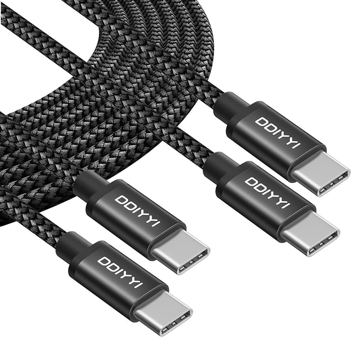 DDIYYI USB C to USB C Cable 10ft [2 Pack], Type C to C Fast Charging PD Charger Cord Braided 60W Compatible with Samsung Galaxy S21+ S21 S20+ S20 Ultra, Note 20 10, A72 A71 A70, Pixel 5 4 3 4a 3a XL