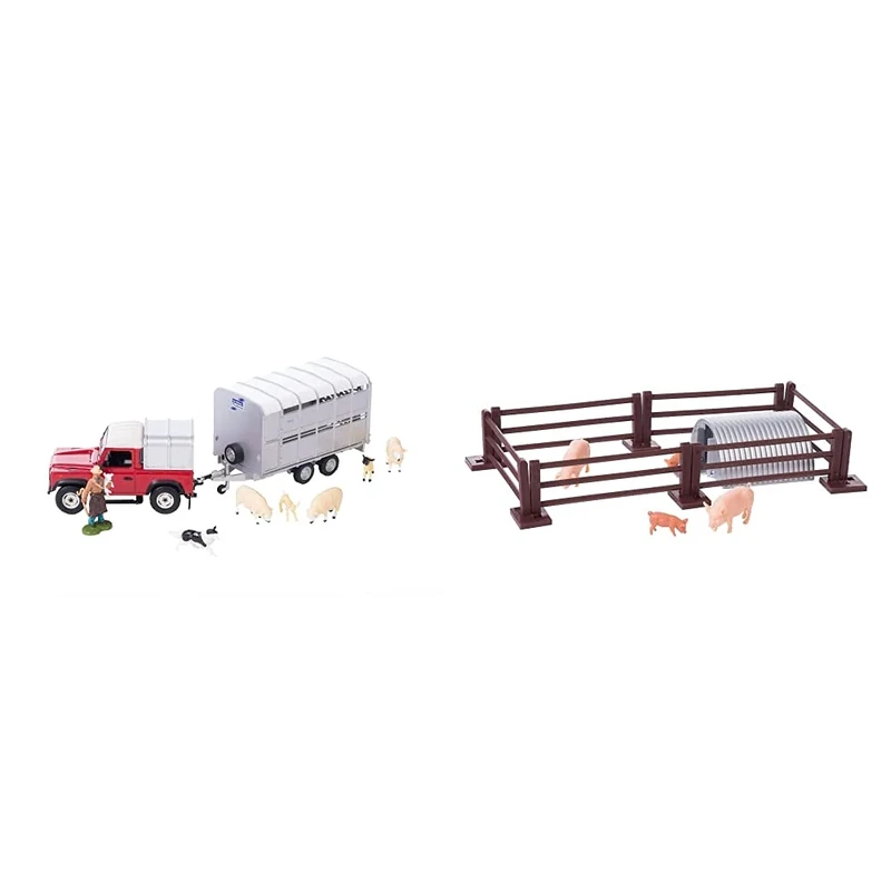 Britains 1:32 Sheep Farm Playset Collectable Farm Animals for Toddler, Farm Animal Toys, Suitable for Collectors & Children from 3 Years Old & 1:32 Pig Pen Farm Playset, Toy Farm Animals scales