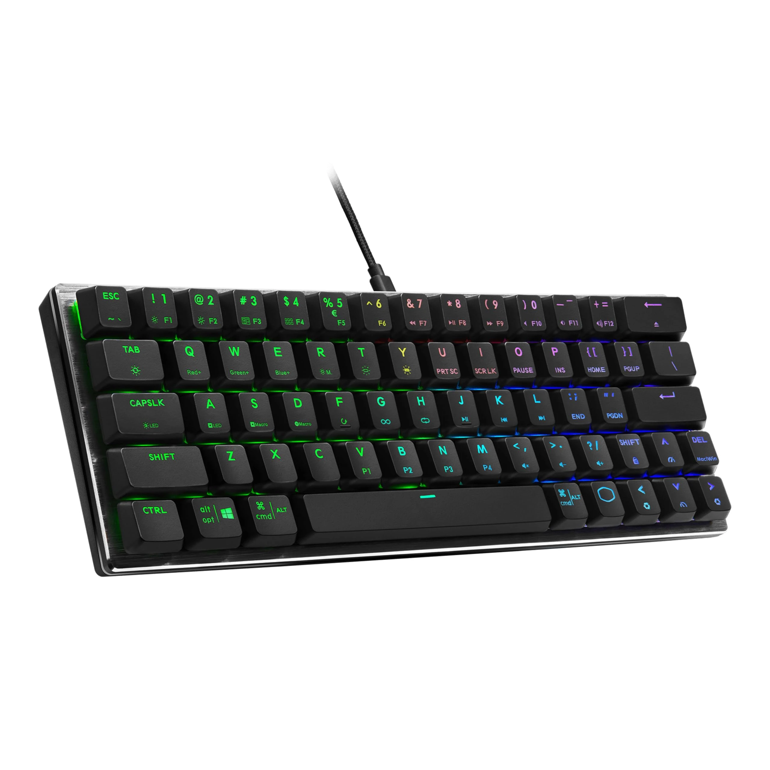 Cooler Master SK620 60% Space Gray Mechanical Low Profile Gaming Keyboard, Mechanical Red Switches, Customizable RGB, Ergonomic Design, USB-C Connectivity, Mac/Windows