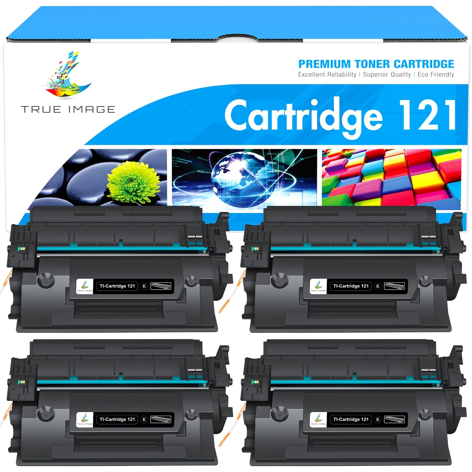 TRUE IMAGE Compatible Toner Cartridge Replacement for Canon 121 CRG-121 CRG121 for Canon imageCLASS D1620 D1650 High Yield Ink Printer (Black, 4-Pack)