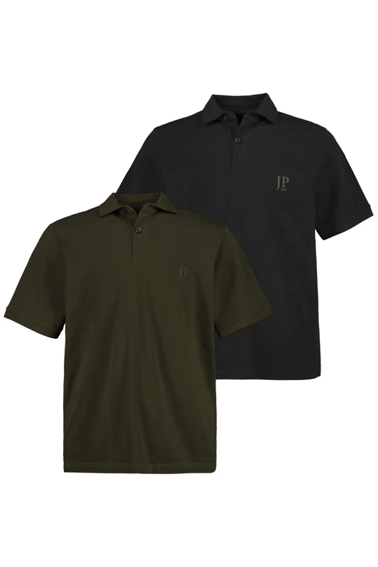 JP 1880 Men's Poloshirts, 2er-Pack Polo Shirt Dark Olive L