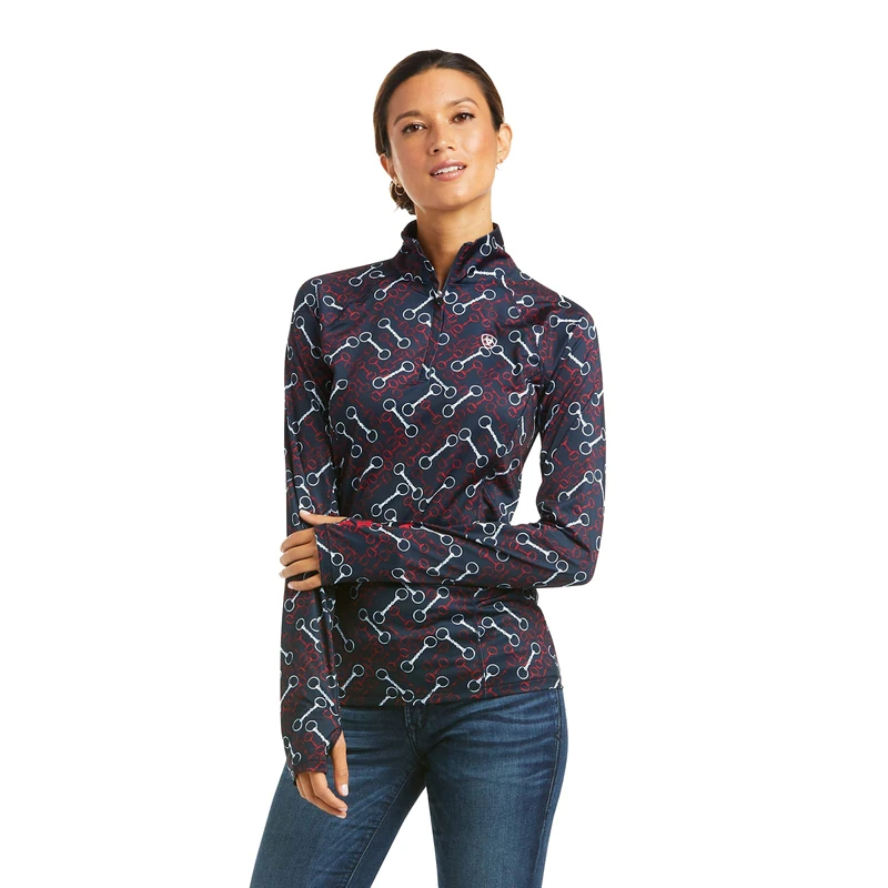 ARIAT Womens Lowell 2.0 1/4 Zip Long Sleeve Top - Team Print