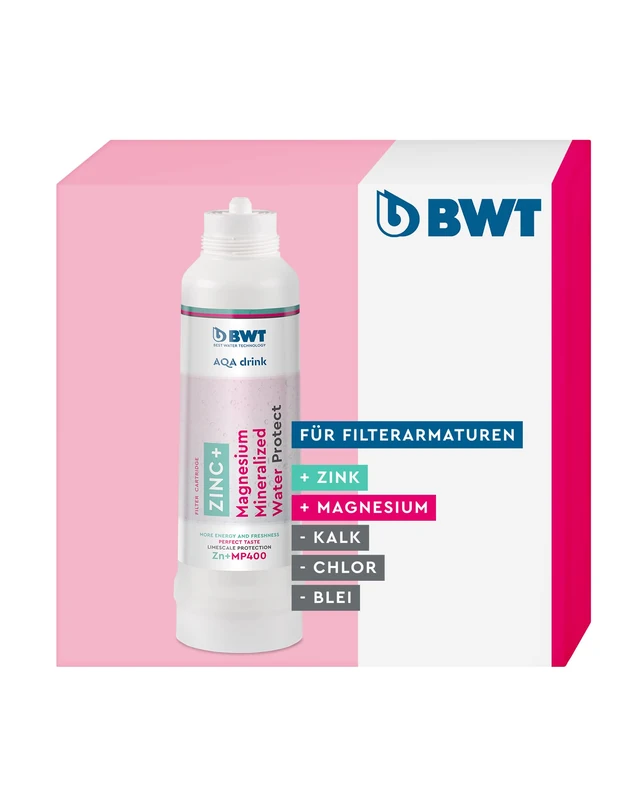 BWT Water Filter AQA Drink Zinc + MP400 Filter Candle with Zinc & Magnesium Water Filter Drinking Water Filters Lime, Chlorine, Lead & Copper