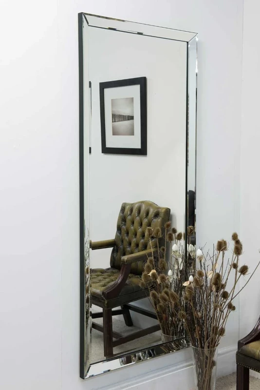 MirrorOutlet Milton Manor Large Single Edge Venetian Frameless Wall Mirror 5ft8 x 2ft5 Silver, 178 x 76,GL064-M
