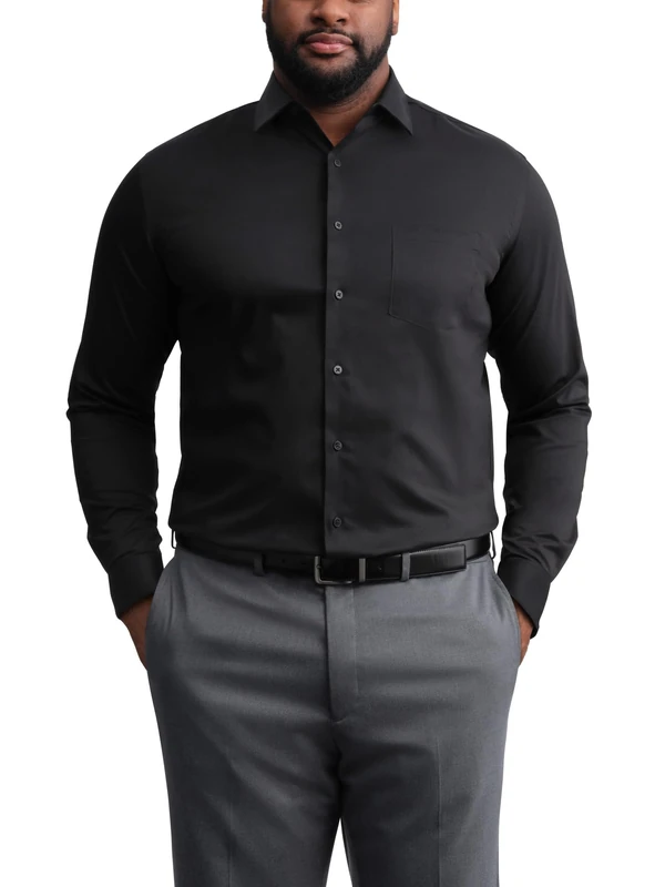 Van Heusen Men's Ultra Wrinkle Free Dress Shirt, Black, 17" Neck 37"-38" Sleeve