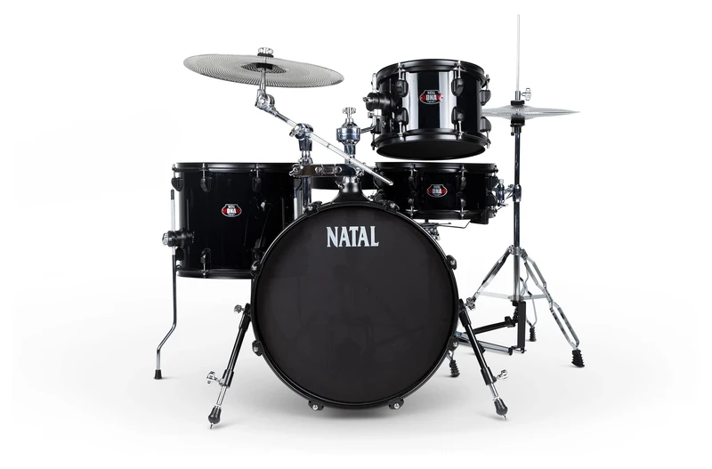 Natal DNA Stealth Drum Kit, Low Volume, Real Feel, compact drum kit with low volume cymbals, sticks and Stool Black - Image 1
