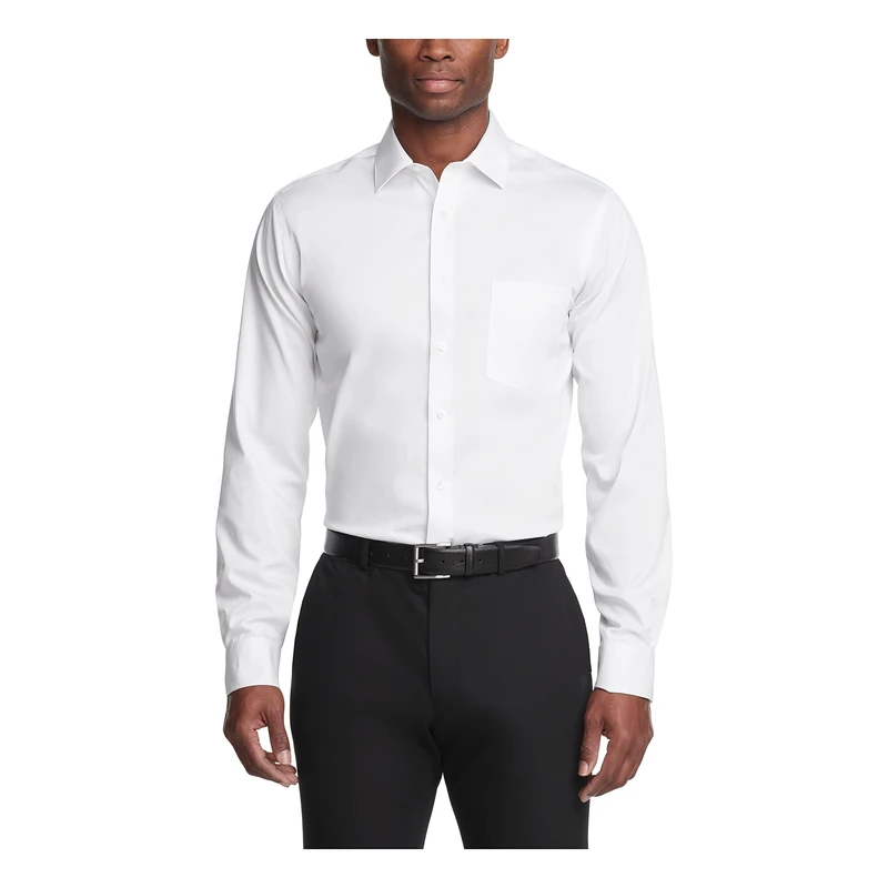 Van Heusen Men's Dress Shirt Regular Fit Ultra Wrinkle Free Flex Collar Stretch, White, 16"-16.5" Neck 34"-35" Sleeve