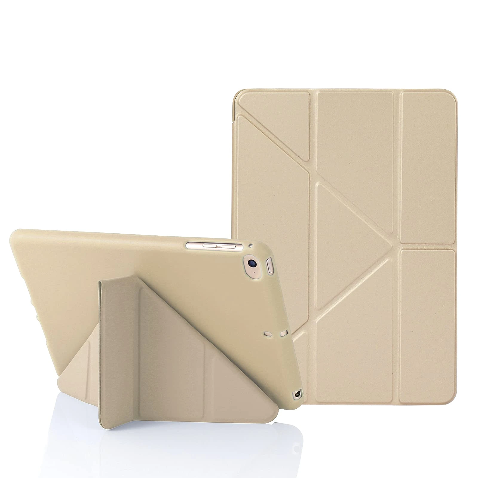 MuyDoux Origami Case for iPad mini 5 4 3 2, iPad Mini Case 7.9 Inch, 5-in-1 Multiple Viewing Angles, Smooth Front Cover & Shockproof Soft Flexible Back, Auto Sleep/Wake, Beige